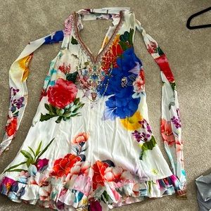 Memories of a garden ruffle hem playsuit